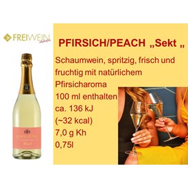 Unternehmen: "Sekt" (Schaumwein) Peach/Pfirsich - Alkoholfreier Weingenuss - Bernhard Huber