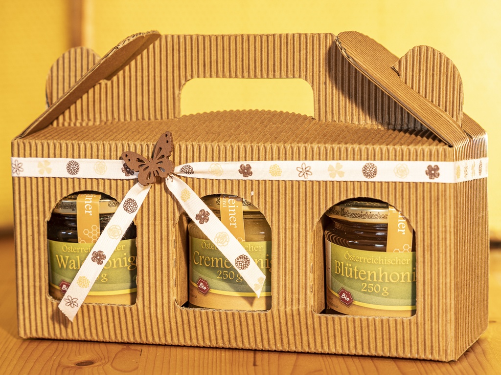Händler - Brandenberg - Geschenkkarton 3er 3 x 250g von Bio-Imkerei Fuchssteiner