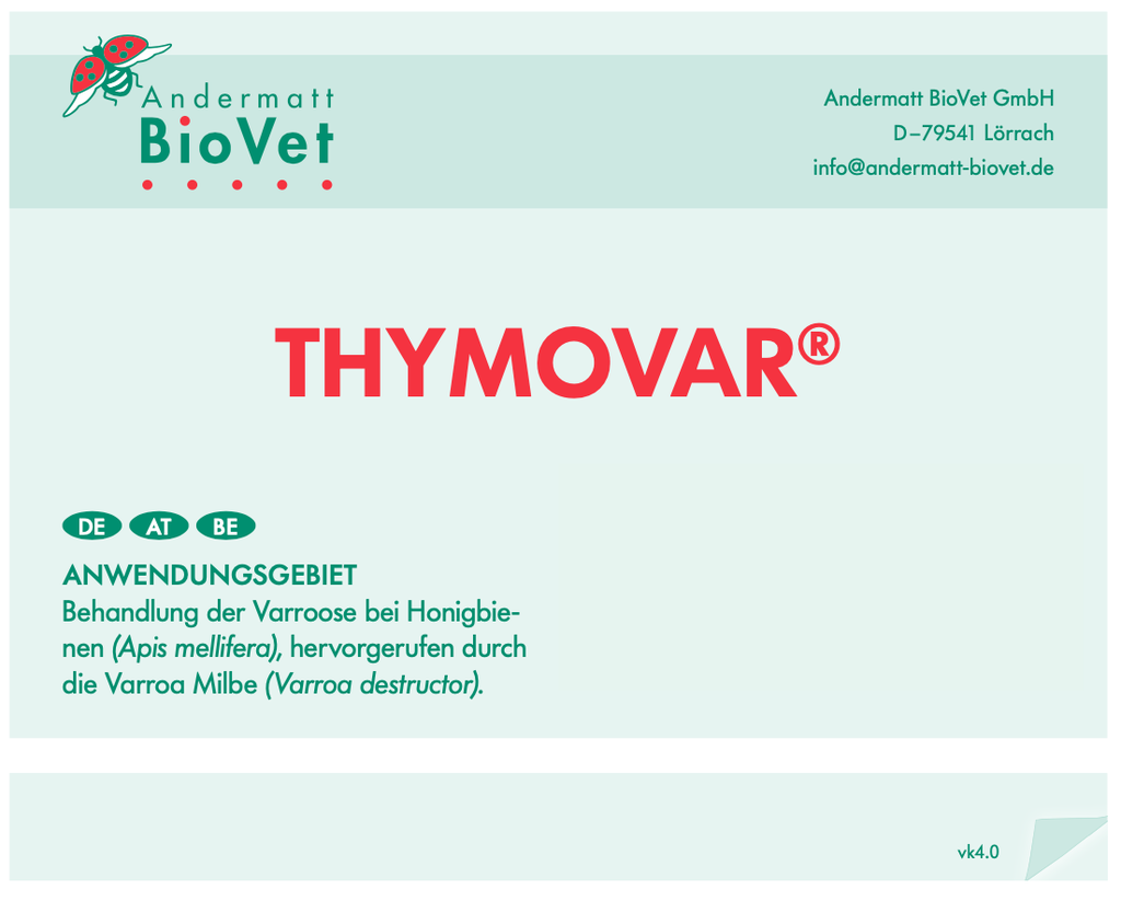 Händler - Haus und Garten: Tierbedarf - Thymovar gegen Varroa 10 Plättchen von Andermatt BioVet