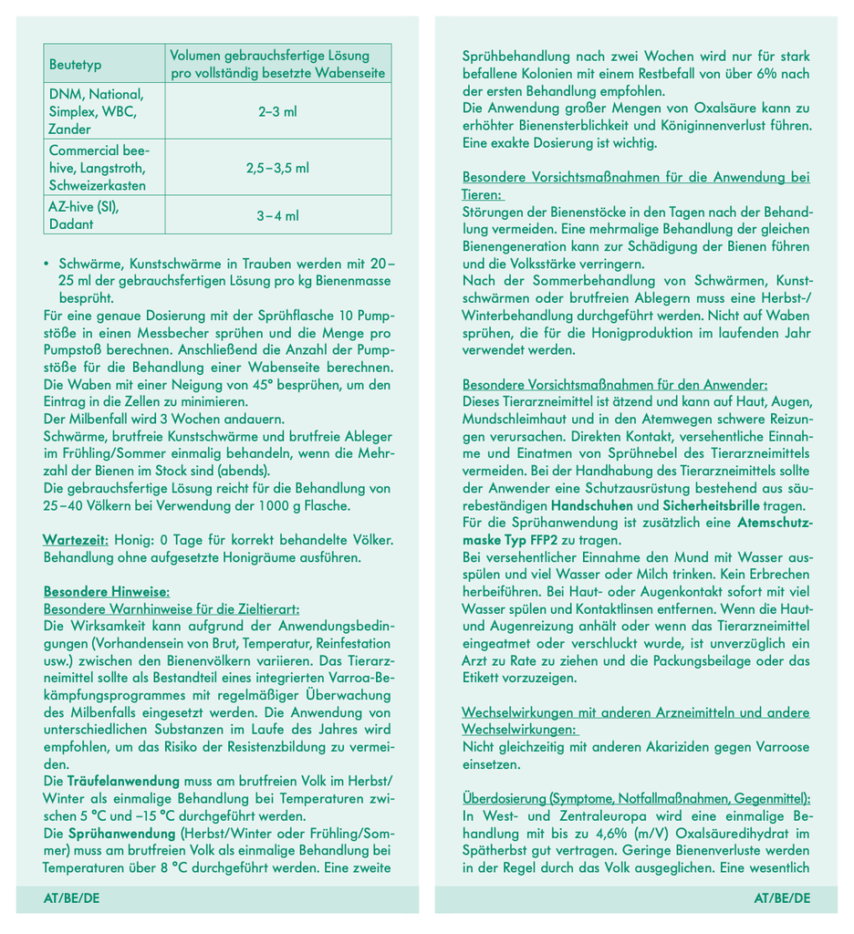 Artikel: Oxuvar 5,7% Oxalsäurekonzentrat 275g Sprühbehandlung gegen Varroa von Andermatt BioVet