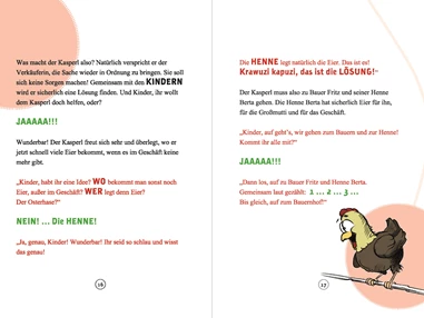 Unternehmen: Durch die 3 geteilte Schreibweise (Erzähler, Kasperl, Kinder) weiß man als Vorleser genau, WIE man die Geschichte vorlesen muss, um die Kinder aktiv einzubauen. Die Kinder wissen genau, WANN sie ihre Antworten geben müssen. Nur vorlesen und der Spaß und die Freude ist riesengroß! Ein Spaß für jung und alt! ;-) - Lebensfreude Verlag KG