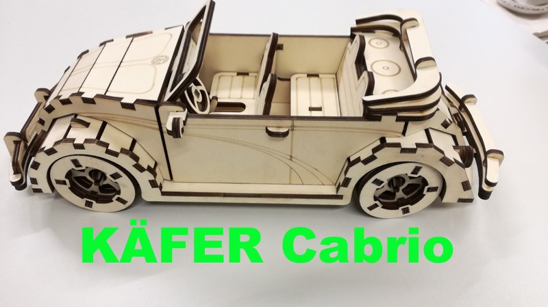 Hobby-Kabinett Eder  Produkt-Beispiele 3D Holz Puzzle VW Käfer Cabrio