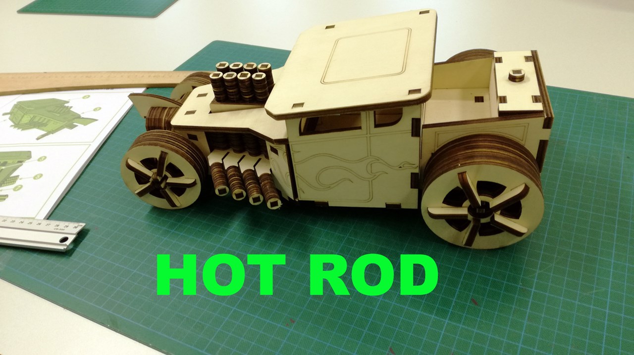 Hobby-Kabinett Eder  Produkt-Beispiele 3D Holz Puzzle " Hot Rod "
