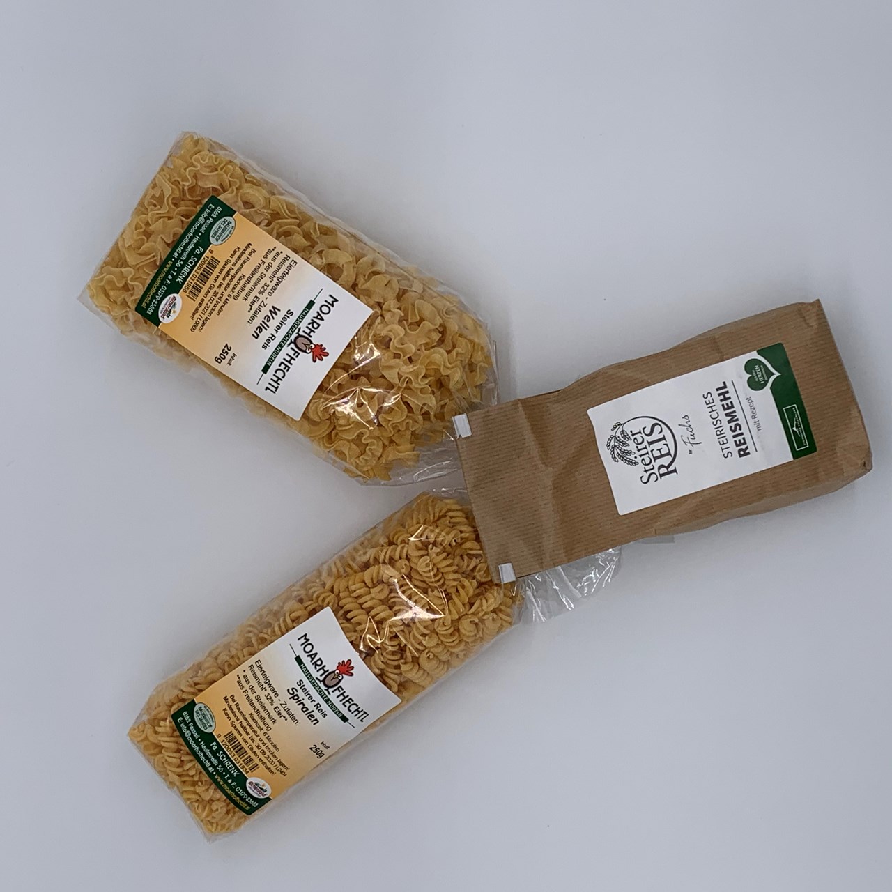 Moarhofhechtl Fa. Schrenk, Teigwaren-Freilandeier-Hofladen Produkt-Beispiele Hausgemachte Nudeln mit Reismehl