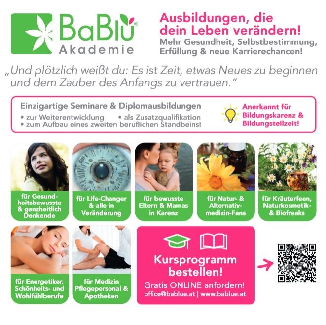 BaBlü® Akademie & Onlineshop - für ganzheitliche Gesundheit Produkt-Beispiele Ausbildungen, Kurse & Seminare