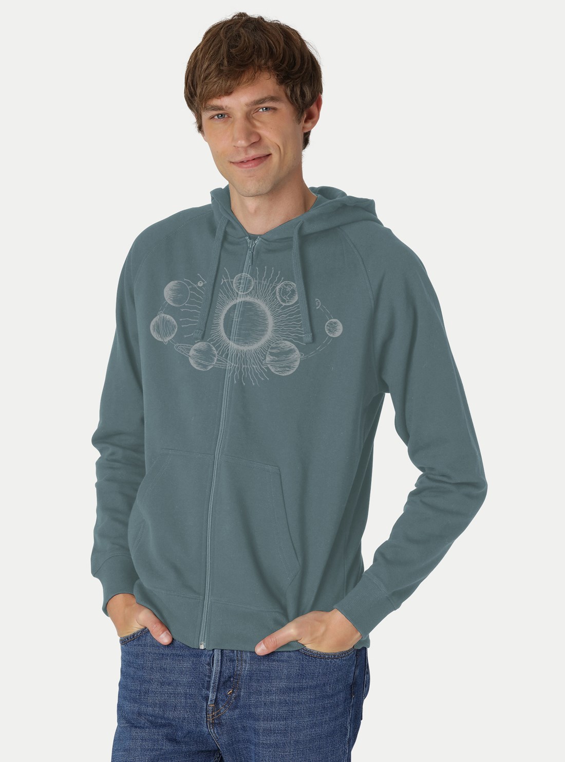 Peaces Biomode Produkt-Beispiele Herren Zip-Hoodie Sonnensystem