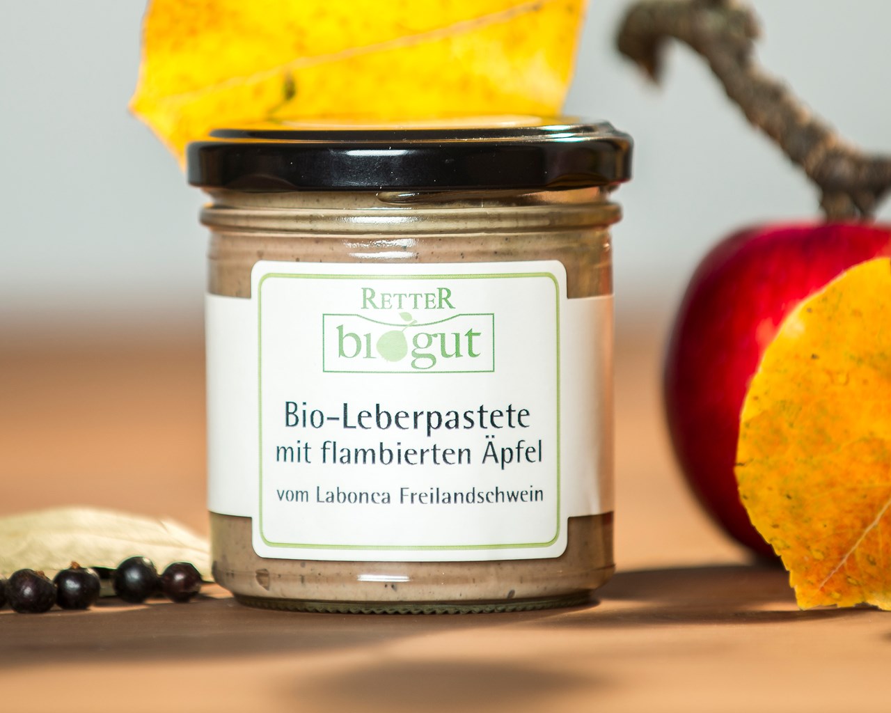 Retter BioGut Produkt-Beispiele Bio Leberpastete mit flambierten Bratäpfeln