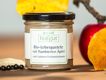 Retter BioGut Produkt-Beispiele Bio Leberpastete mit flambierten Bratäpfeln