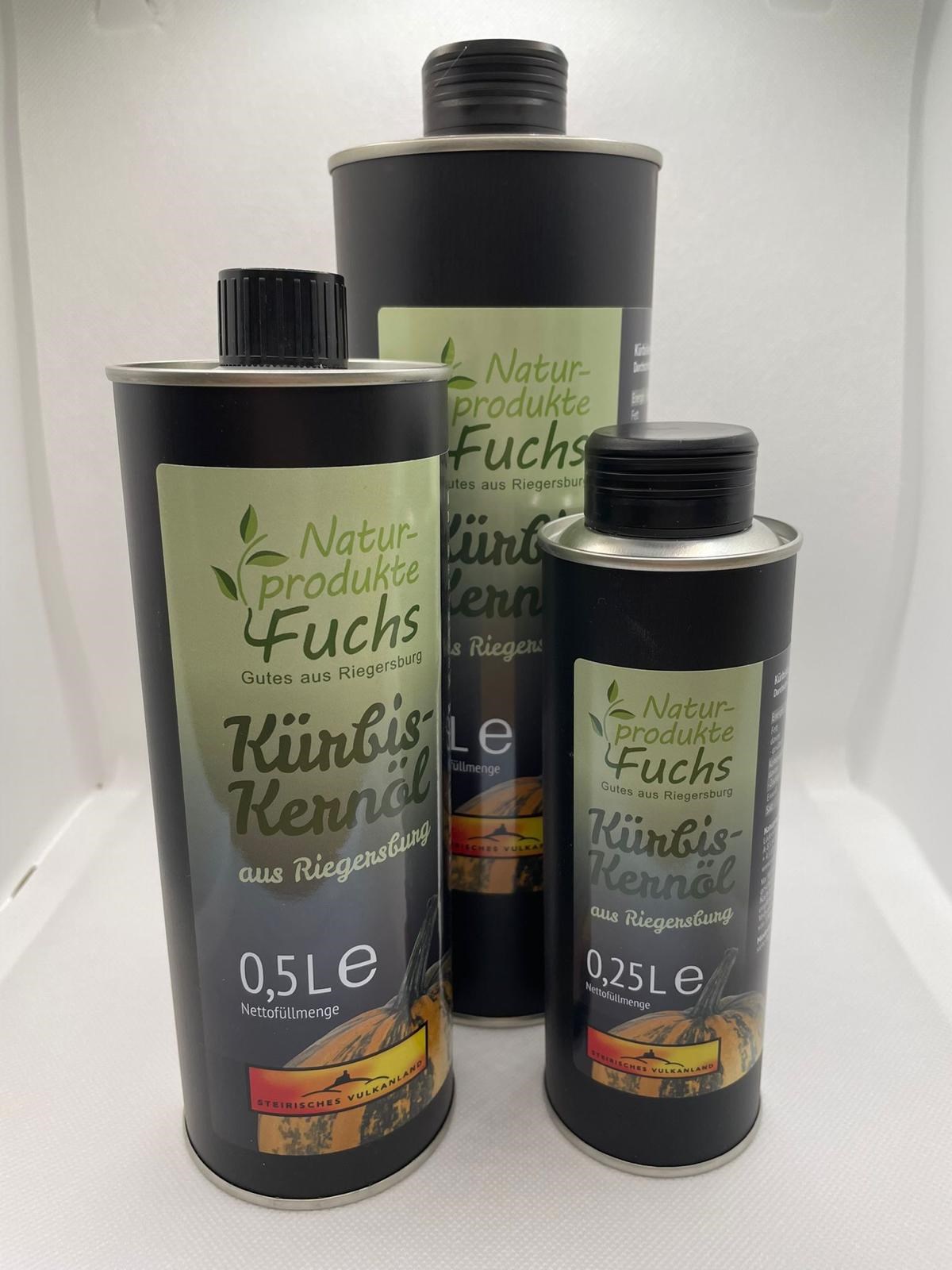 Naturprodukte Fuchs Produkt-Beispiele Kürbiskernöl