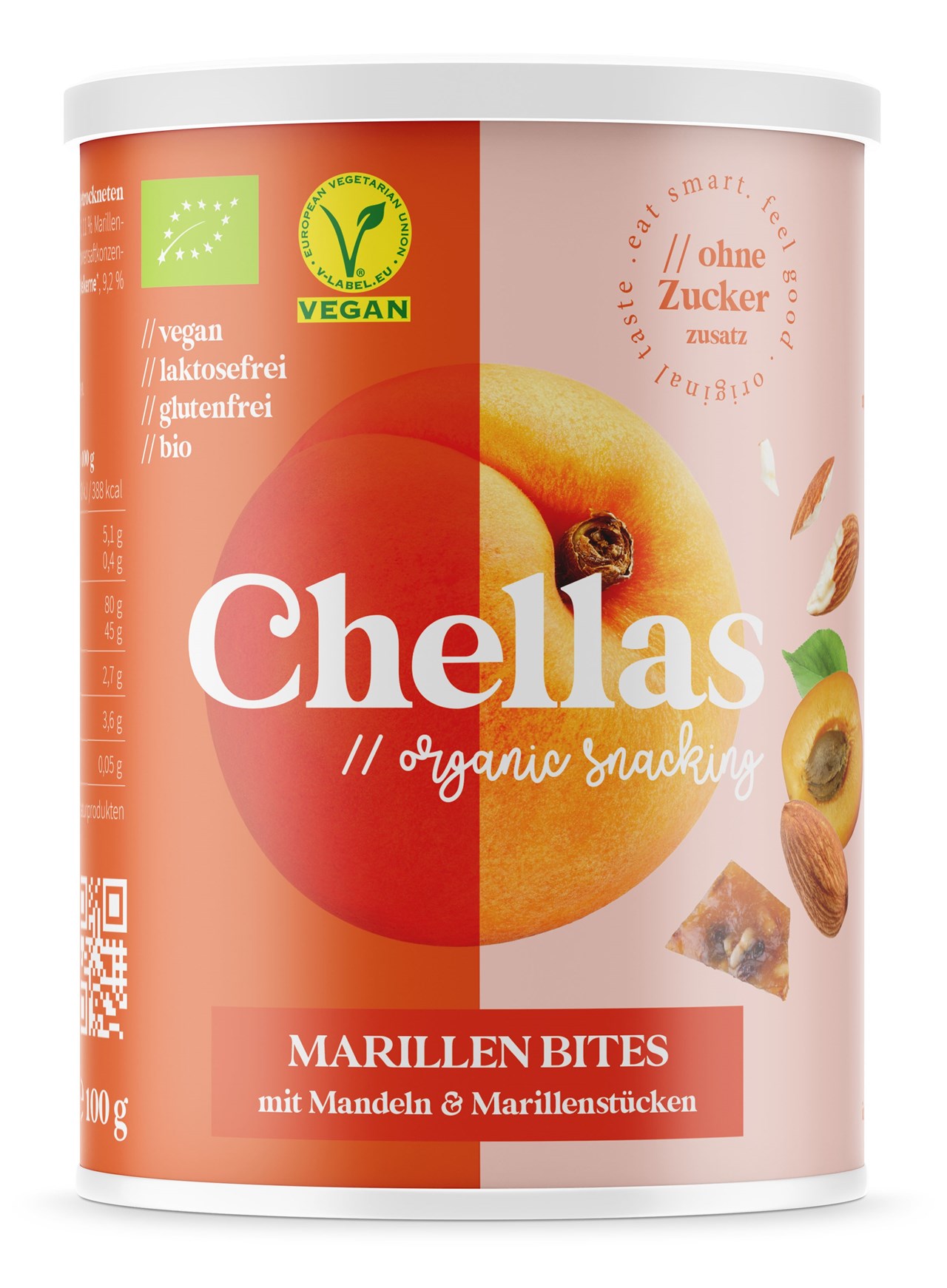 CHELLAS // organic snacking (MAIAS OG) Produkt-Beispiele CHELLAS // organic sancking MARILLEN BITES mit Mandeln & Marillenstücken