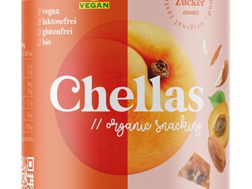 CHELLAS // organic snacking (MAIAS OG) Produkt-Beispiele CHELLAS // organic sancking MARILLEN BITES mit Mandeln & Marillenstücken