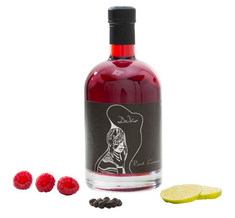 DeVin spirits Produkt-Beispiele 'Red Cazon' Wildfruchtlikör mit Gin´