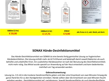 BUBNA Systeme  Produkt-Beispiele Desinfektionsmittel