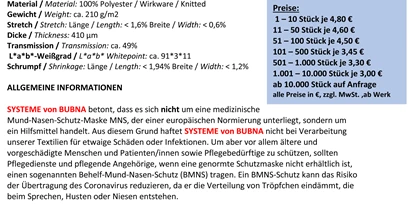 Händler - PLZ 4840 (Österreich) - Behelfsmasken in weiss und blau ab sofort verfügbar - BUBNA Systeme