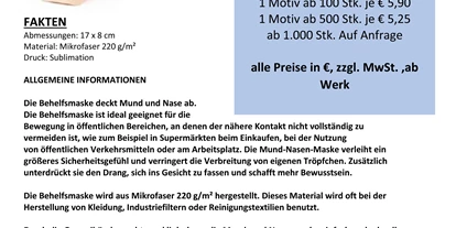 Händler - PLZ 4840 (Österreich) - Bedruckte Behelfsmasken mit Ihrem Logo  - BUBNA Systeme