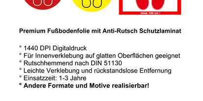 Händler - PLZ 4840 (Österreich) - Fußbodenaufkleber - Warnhinweise  - BUBNA Systeme