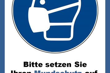 Unternehmen: Hinweis Schild ~ Mundschutz 
€ 9,90 exkl. MwSt. & Transportkosten  - BUBNA Systeme 