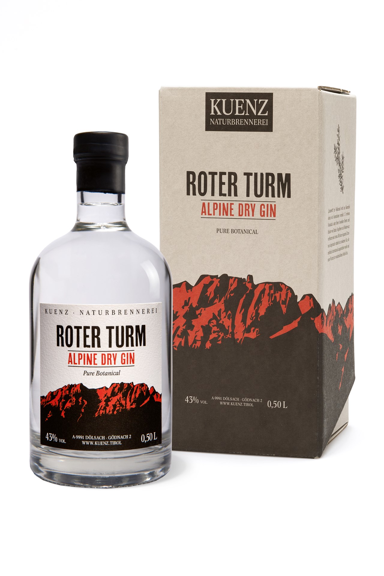 Kuenz Naturbrennerei GmbH Produkt-Beispiele Roter Turm Gin