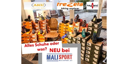 Händler - Bezirk Imst - MALISPORT OETZ
Dein Fachgeschäft mit großer Auswahl von Under Armour, 4F, Vaude, Devold, Dare 2b, Aku Shoes, Trezeta,  Regatta, Edelried, 2117, Avomarks, u.v.m – Sport- & Freizeitmode, sowie deine Anlaufstelle für Accessoires von Gamswild, Buff, Leki, Edelried, Alpina, EPM, u.v.m. wie Brillen, Handschuhe, Klettersteigsets,…
In unserem „Alpenladele“ in jedem MALISPORT findest Du Souvenirs, Geschenke, Mitbringsel, Zirbenprodukte & Spezialitäten aus dem Ötztal.
“FIRST CLASS SERVICE” steht bei uns an erster Stelle.
In der Wintersaison betreiben wir noch zusätzlich die Skischule MALI - Kinderskischule Oetz-Hochoetz und in der Sommersaison bieten wir Berg- & Wandertouren an, so wie sind wir der Ansprechpartner für Raftingtouren, Canyoningtouren, Biketouren und Tandemparagleiten im vorderen Oetztal.  - Malisport Oetz