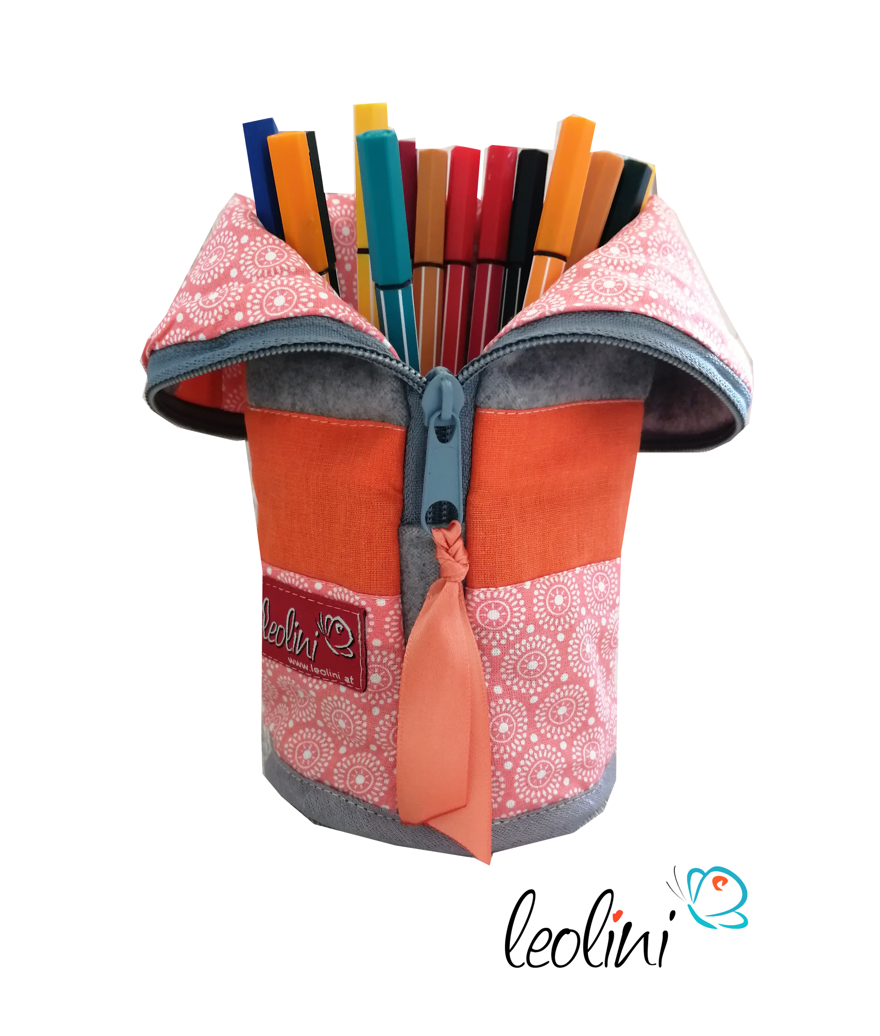 Leolini  Produkt-Beispiele Stehende Federpennale handgemacht Leolini