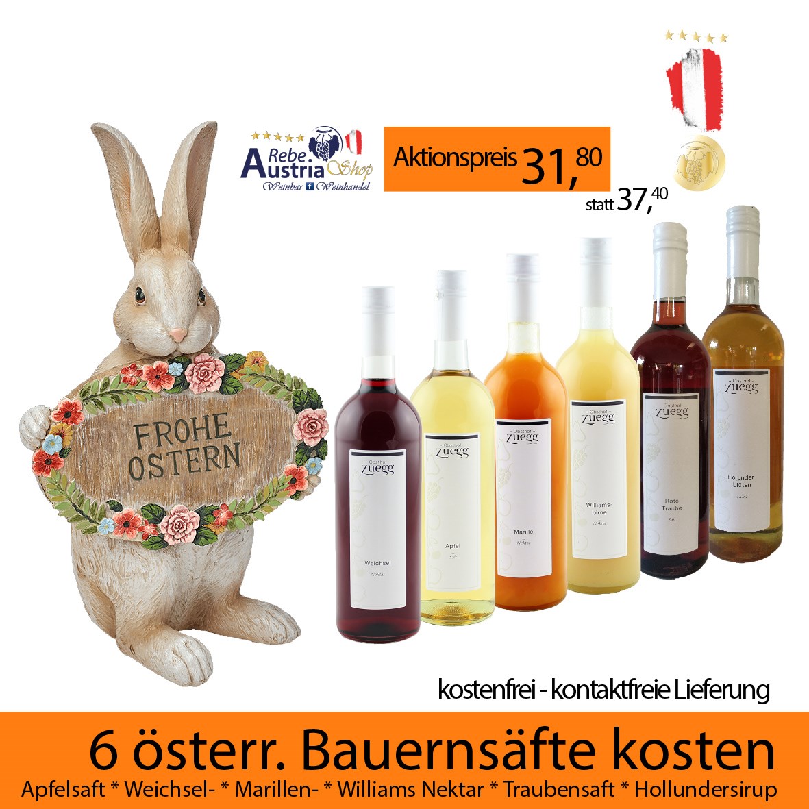Rebe-Austria * Weinbar * Weinhandel * Schmankerln * regionale Produkte Produkt-Beispiele 6er Säfteverkostung * Österreicher