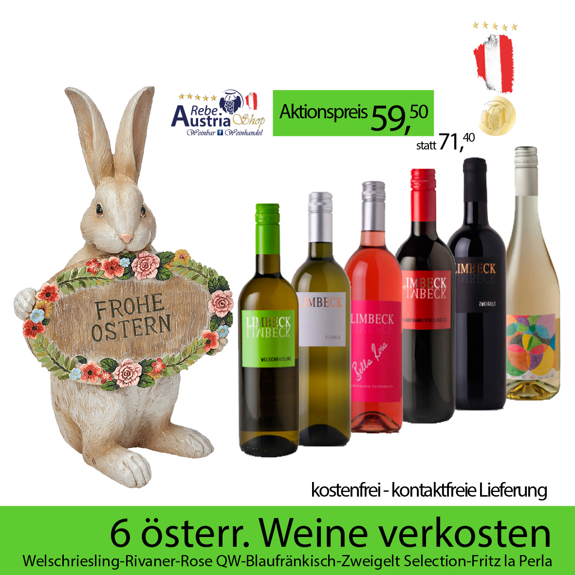 Rebe-Austria * Weinbar * Weinhandel * Schmankerln * regionale Produkte Produkt-Beispiele 6er Weinverkostung * Österreicher