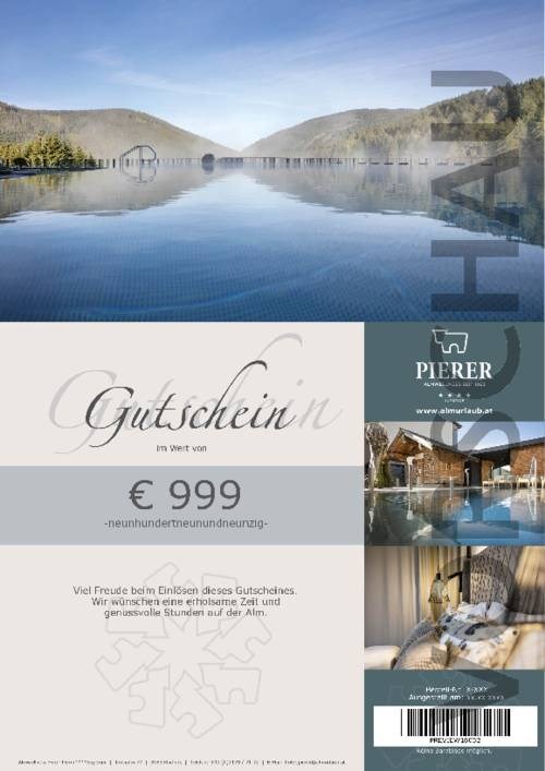 Almwellness Hotel Pierer Produkt-Beispiele Wertgutschein