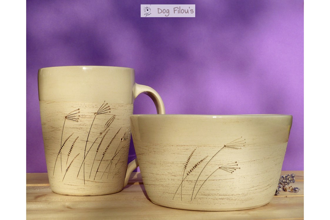 Unternehmen: My Doggy & Me Set: handgefertigte Näpfe & dazupassende Tasse für Frauchen/Herrchen,
auch hübsch verpackt in Geschenkverpackung möglich - Dog Filou's