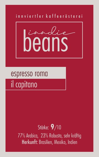 Kaffeerösterei Inndie Beans Produkt-Beispiele Espresso Roma