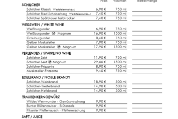 Unternehmen: Bestellformular  - Weingut Koller 