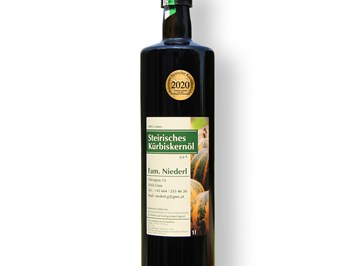 Familie Niederl Produkt-Beispiele Steirisches Kürbiskernöl g.g.A. 1000 ml