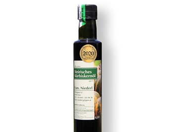 Familie Niederl Produkt-Beispiele Steirisches Kürbiskernöl g.g.A. 250 ml