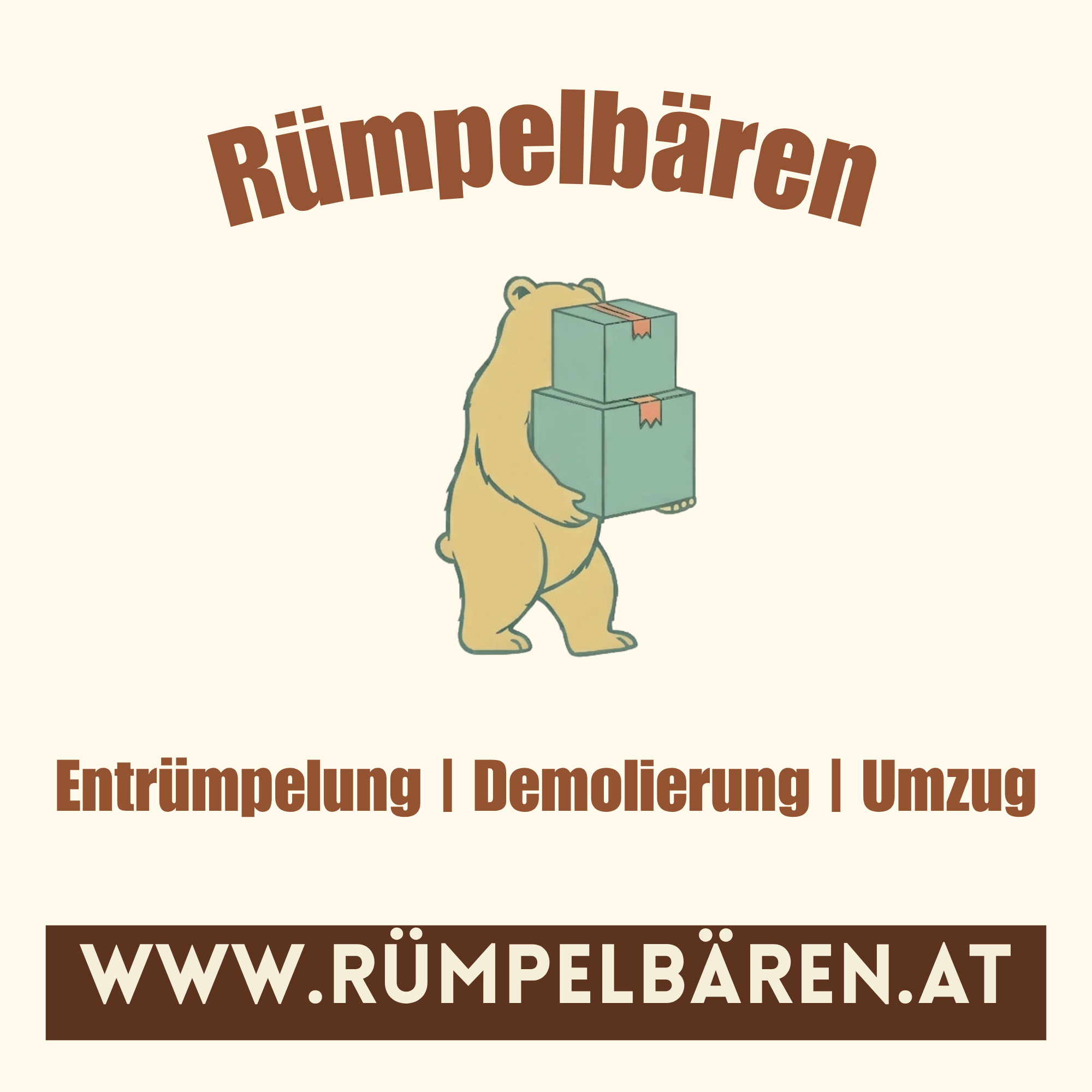 Händler - Traun (Traun) - Rümpelbären Logo mit Text - Rümpelbären - Entrümpelung, Räumung, Haushalts- & Firmenauflösung, Abriss, Abbau, Entsorgung, Umzug & Montage Oberösterreich