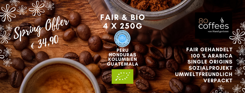 80coffees - Kaffeespezialitäten Edinger GmbH Produkt-Beispiele Fair&Bio