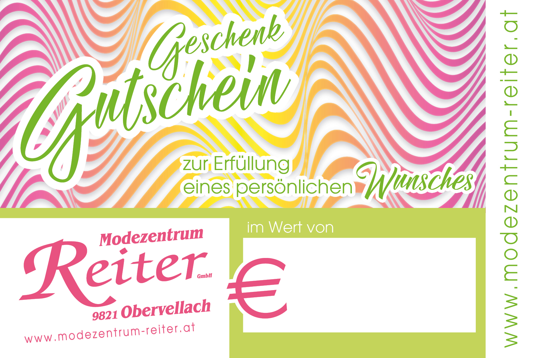 Händler - digitale Lieferung: Beratung via Video-Telefonie - Österreich - Gutscheine Verschenken - Freude schenken - Modezentrum Reiter GmbH
