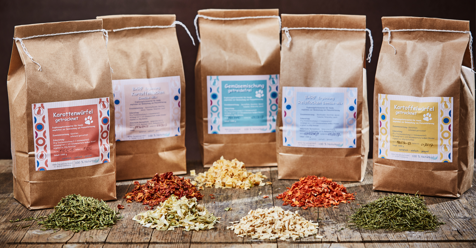 Wittis-Tiernahrung GmbH Produkt-Beispiele Trockengemüse zur Hundefutterergänzung