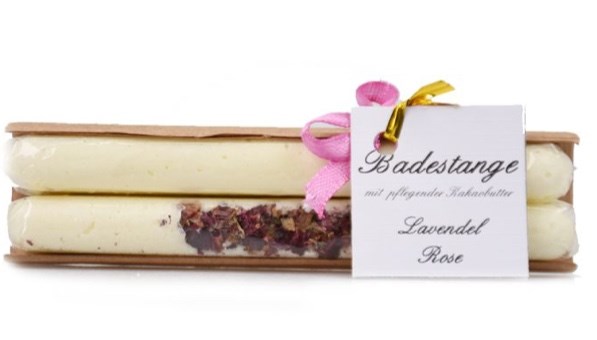 badestubn naturkosmetik Produkt-Beispiele Badestangen 2er Set vegan Lavendel-Rose a 42g