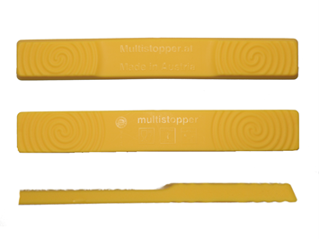 Multistopper KG Produkt-Beispiele Die 1.Unterlagsleiste Multistopper® GELB, Schneidebretter einfach clever und hygienisch fixiert 