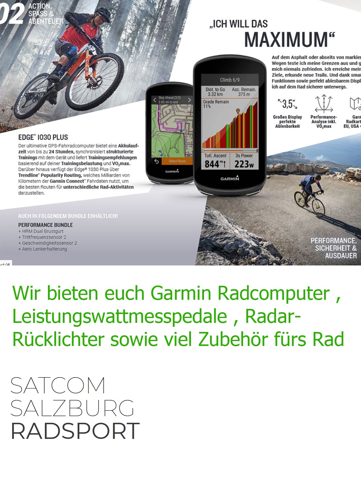 satcom  - Garmin Shop Salzburg Produkt-Beispiele Radnavigation + Zubehör