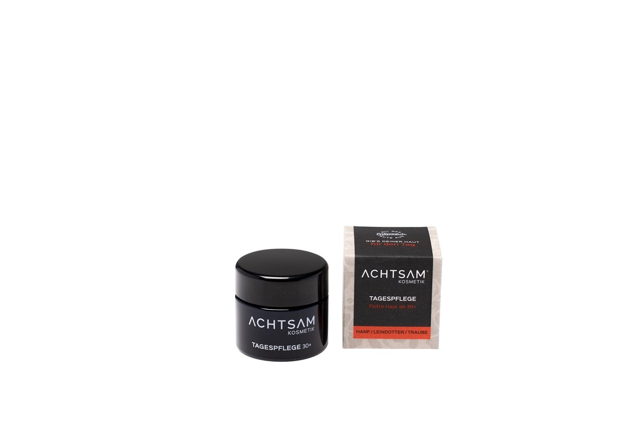 ACHTSAM® Kosmetik Produkt-Beispiele Tagespflege Hanf-Leindotter-Traube 50 ml