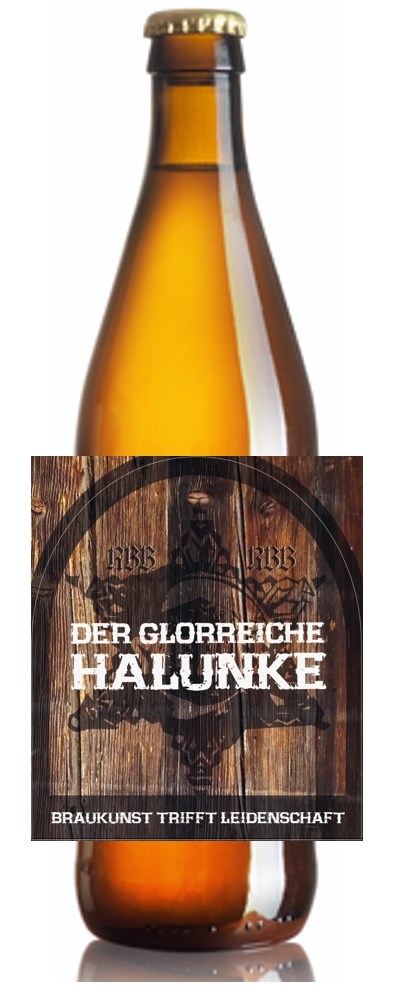 RBB - Rolbrettbräu  Produkt-Beispiele Kellerbier "Der glorreiche Halunke"