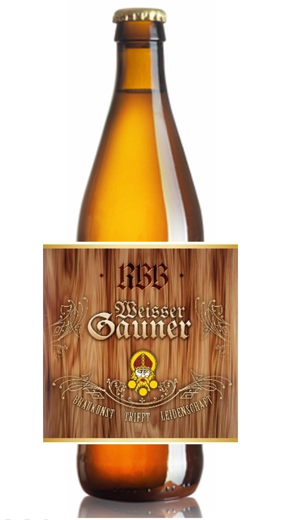 RBB - Rolbrettbräu  Produkt-Beispiele Weizenbier "Der Weisse Gauner"