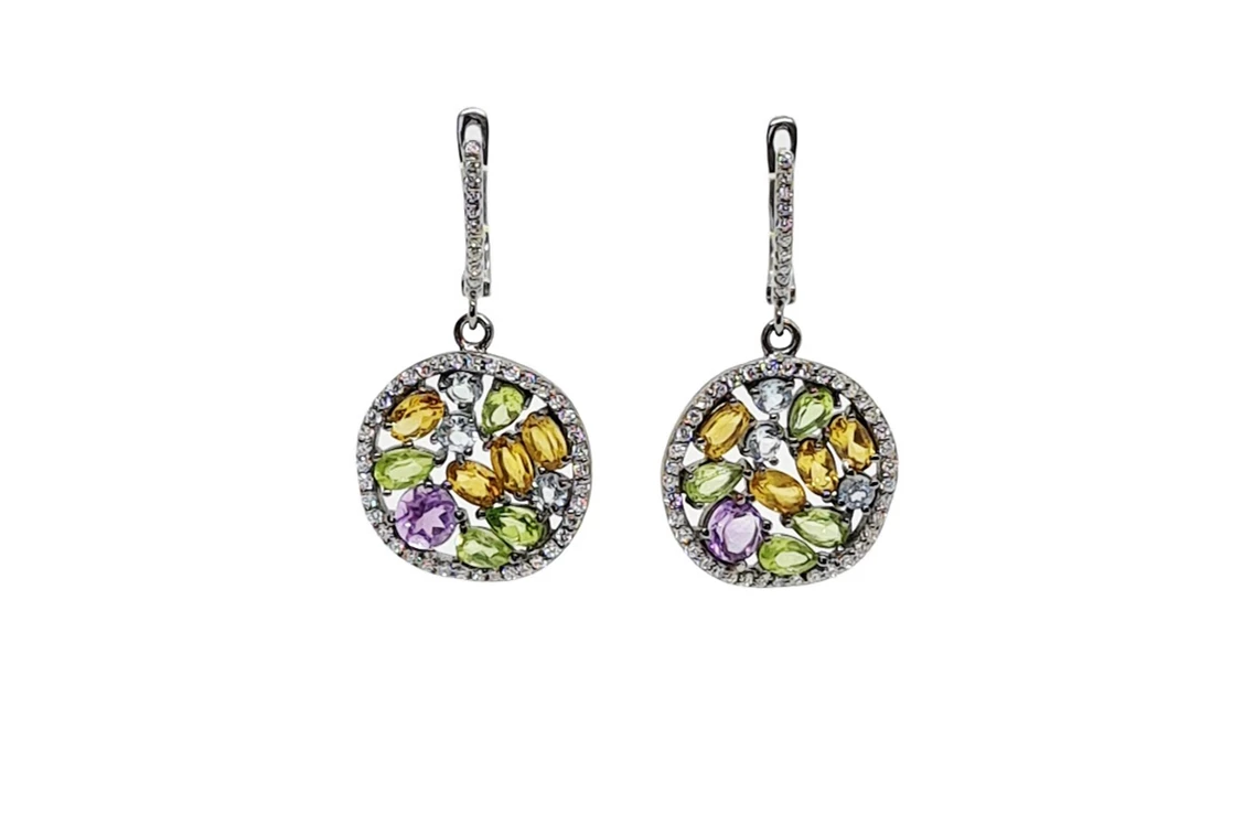 Unternehmen: Exquisite Ohrringe mit Amethyst, Peridot, Citrin & Topas  - JOY