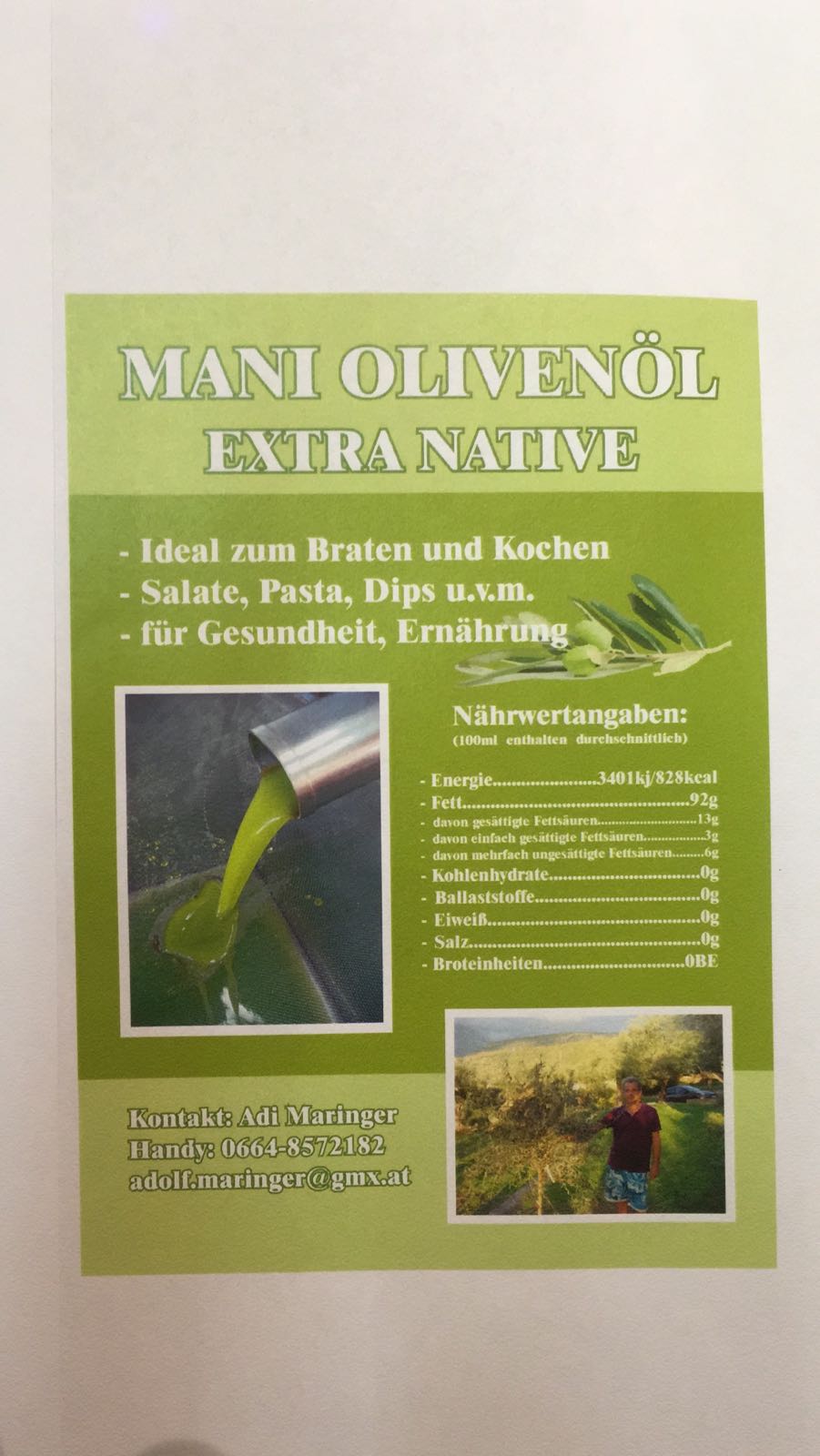 Unternehmen: Ölinhalt - Olivenöl Maringer