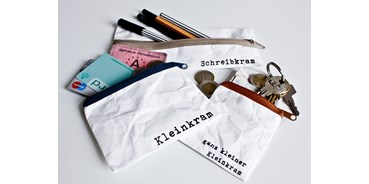 Händler - PLZ 1060 (Österreich) - Taschen wie aus Papier!
Kleinkram
Schreibkram
ganz kleiner Kleinkram - Taschen wie aus Papier!