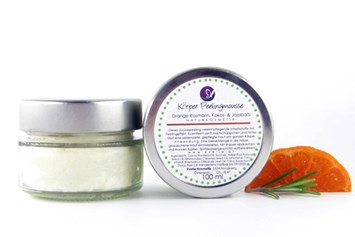 Unternehmen: KörperPeelingMousse Orange Rosmarin - Evelia Kosmetik - Naturkosmetik handgemacht