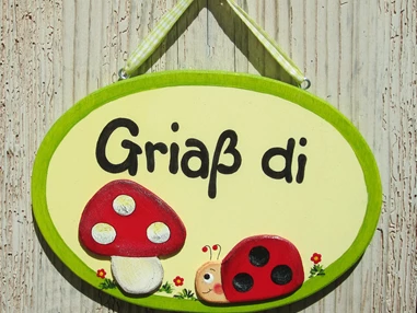 Unternehmen: TürSchild * Käferl * Griaß di * apfelgrün * - HolzHexe