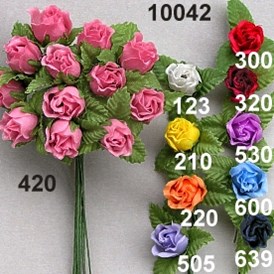 Unternehmen: Kunstseiden Rosen mit Blatt - Rasp Salzburg - Gewürzgebinde Hochzeitsanstecker Kunstblumen