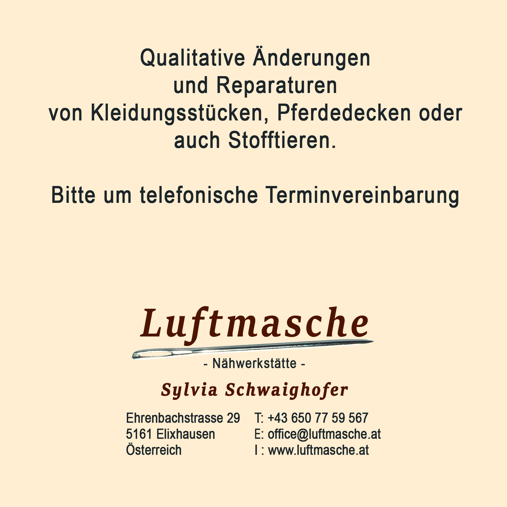 Händler - PLZ 5203 (Österreich) - Luftmasche Nähwerkstätte Sylvia Schwaighofer